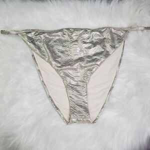 Good American Metallic Gold Embossed Bikini Bottom Size 3X